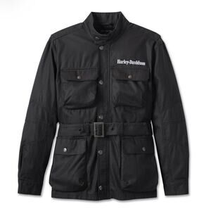 Harley-Davidson #1 Riding Jacket Mens XL Black Cotton Belted Motorcycle